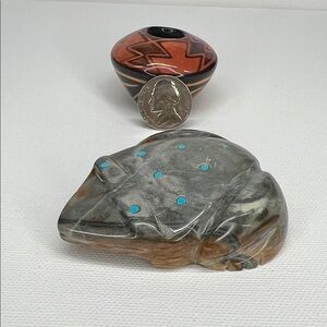 Handcrafted Picasso Stone Frog Figurine.